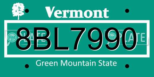 8BL7990 Vermont License Plate