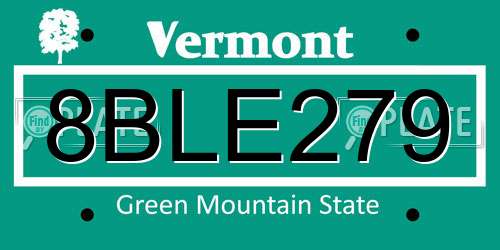 8BLE279 Vermont License Plate