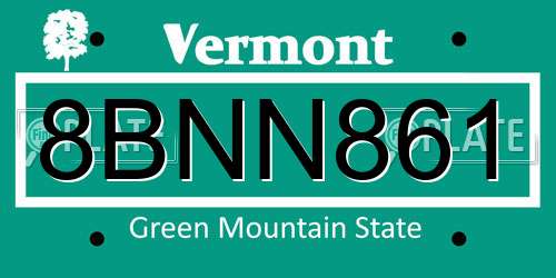 8BNN861 Vermont License Plate