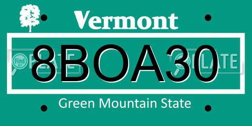 8BOA30 Vermont License Plate