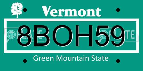 8BOH59 Vermont License Plate