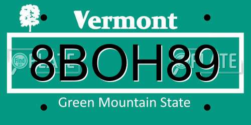 8BOH89 Vermont License Plate