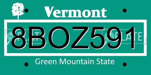 8BOZ591 Vermont License Plate