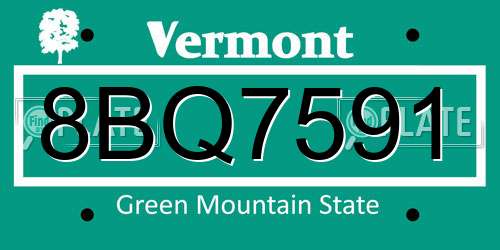 8BQ7591 Vermont License Plate