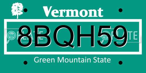 8BQH59 Vermont License Plate