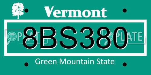 8BS380 Vermont License Plate