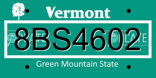 8BS4602 Vermont License Plate