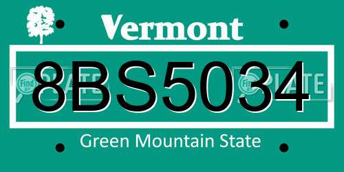 8BS5034 Vermont License Plate