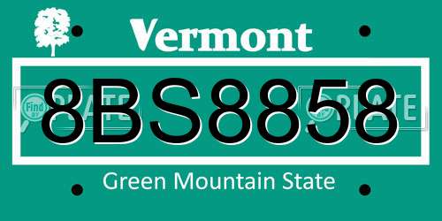 8BS8858 Vermont License Plate