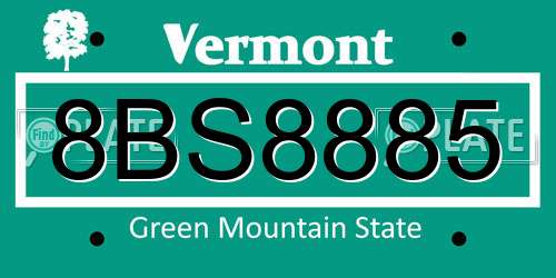 8BS8885 Vermont License Plate