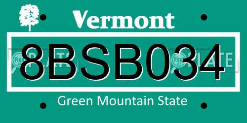 8BSB034 Vermont License Plate