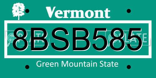 8BSB585 Vermont License Plate