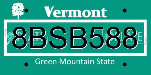 8BSB588 Vermont License Plate