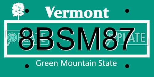 8BSM87 Vermont License Plate
