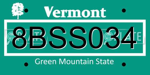 8BSS034 Vermont License Plate