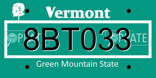 8BT033 Vermont License Plate