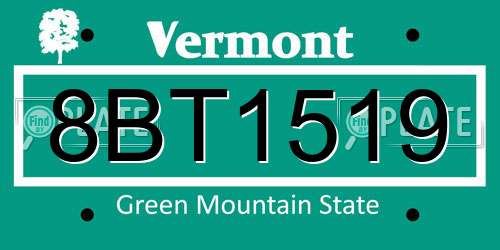 8BT1519 Vermont License Plate