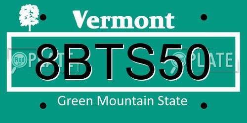 8BTS50 Vermont License Plate