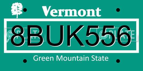 8BUK556 Vermont License Plate