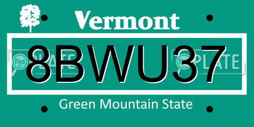 8BWU37 Vermont License Plate