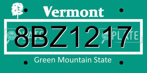 8BZ1217 Vermont License Plate