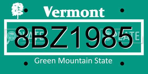 8BZ1985 Vermont License Plate