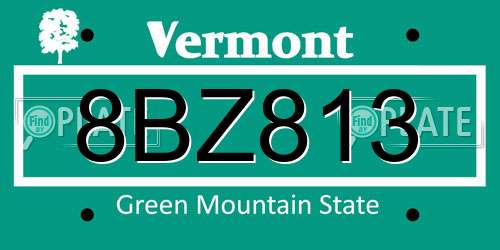 8BZ813 Vermont License Plate