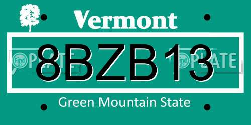 8BZB13 Vermont License Plate