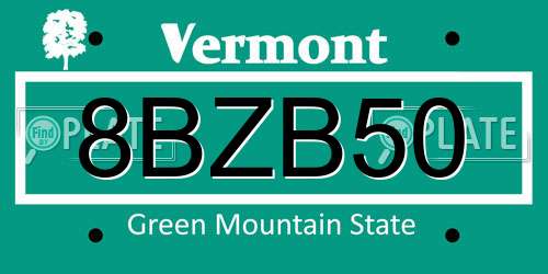 8BZB50 Vermont License Plate