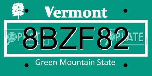 8BZF82 Vermont License Plate