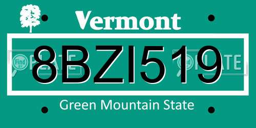 8BZI519 Vermont License Plate