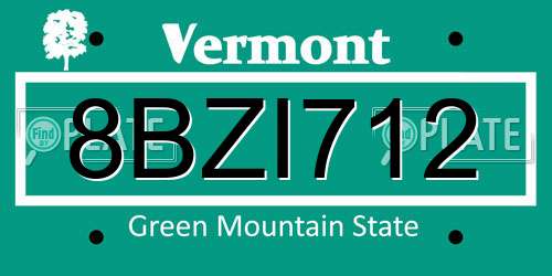 8BZI712 Vermont License Plate