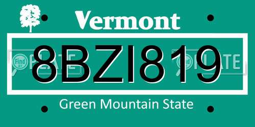 8BZI819 Vermont License Plate