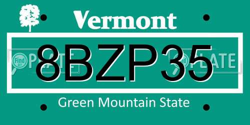 8BZP35 Vermont License Plate