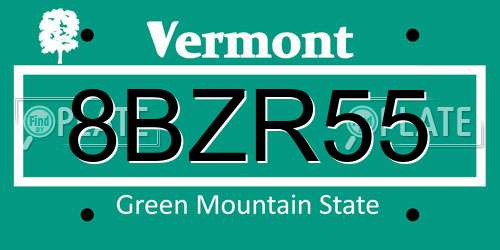 8BZR55 Vermont License Plate
