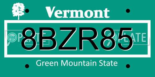8BZR85 Vermont License Plate