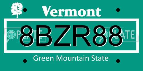 8BZR88 Vermont License Plate