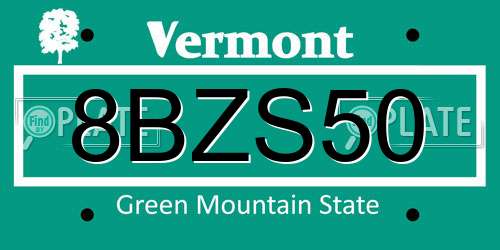 8BZS50 Vermont License Plate