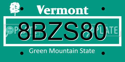 8BZS80 Vermont License Plate