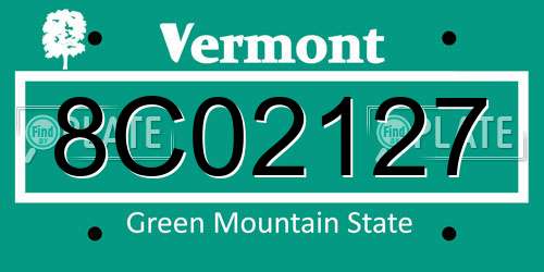 8C02127 Vermont License Plate