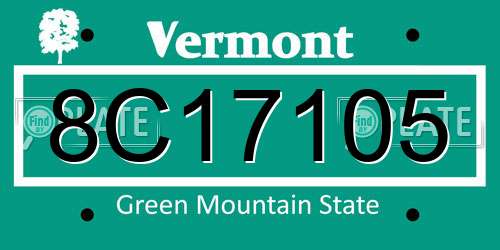 8C17105 Vermont License Plate