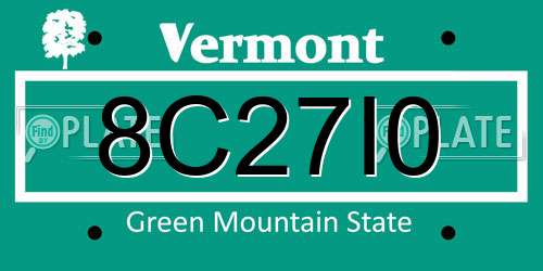 8C27I0 Vermont License Plate