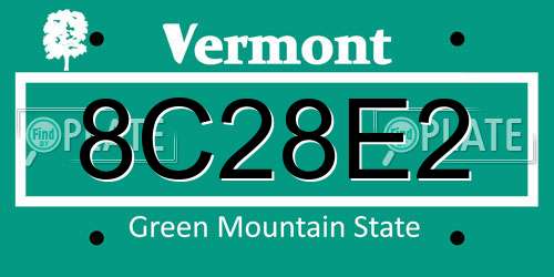 8C28E2 Vermont License Plate