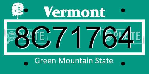 8C71764 Vermont License Plate