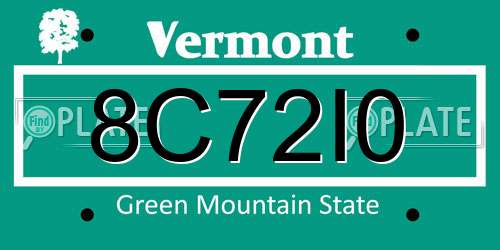 8C72I0 Vermont License Plate