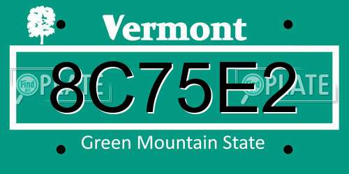 8C75E2 Vermont License Plate