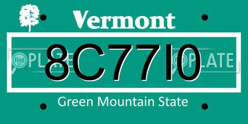 8C77I0 Vermont License Plate