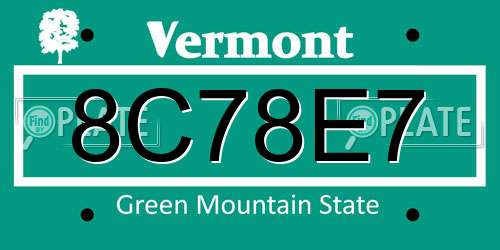 8C78E7 Vermont License Plate