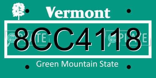 8CC4118 Vermont License Plate