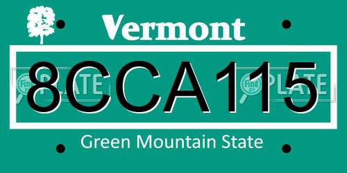 8CCA115 Vermont License Plate